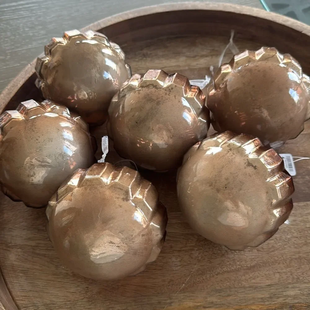 Christmas Ornaments From Dillard's Trimmings 6 Brown & Cream Ombre Rounded Glass